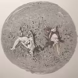 two nude women in a dirty puddle of water