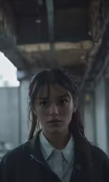 a young female looking off into the distance
