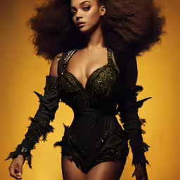 a very cute looking woman with big hair
