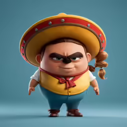 a cartoon character in a mexican hat and mustache
