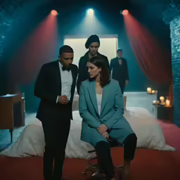 an image of a man and women at night