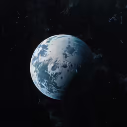 an illustration of a dark and stormy planet