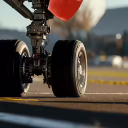 close up photo of the back wheel and spokes on an airplane