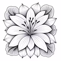 a flower that looks like it is drawing,a large white flower with big petals in the center
