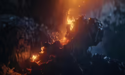 the fire is burning in the forest
