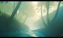 a river running through a lush green forest