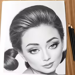 a picture of a woman with a hair bun on her head