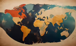 the earth map on a wall