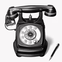 black and white photograph of an old fashioned telephone