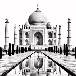the taj mahal mosque is pictured with its intricate detailing