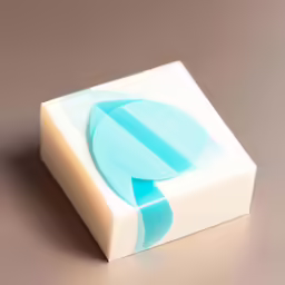 this is a white and blue object on a grey surface