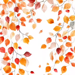 branches and leaves with oranges, reds and yellows