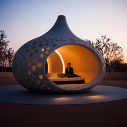 a large white object is sitting on the ground in a bed with holes
