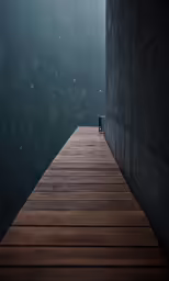 a wooden bridge going into the distance