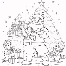 a christmas carol coloring page with santa and gifts
