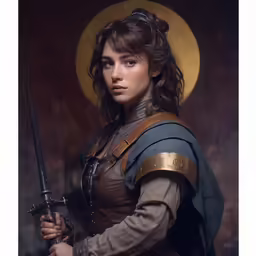 a woman holding a knife in her right hand