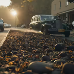 a bunch of cars sitting on the side of the road
