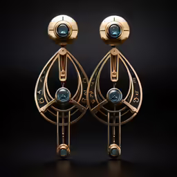 the earrings are made with gold and glass