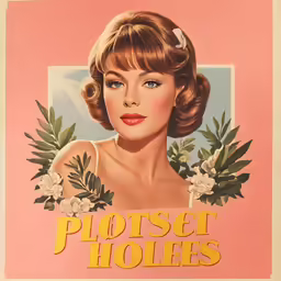 a woman with a pink background and flowers on her head