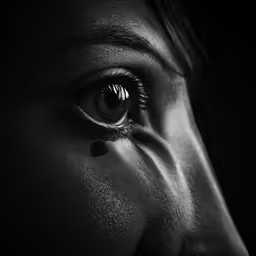 the face of an woman with a tear coming out of it