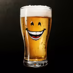 a smiling face has been placed on the glass