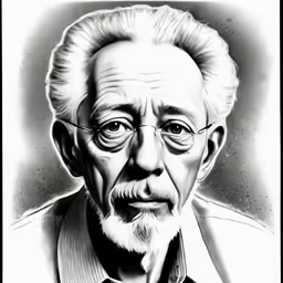 a drawing of albert quote in black and white