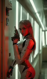 an image of a futuristic girl holding a gun