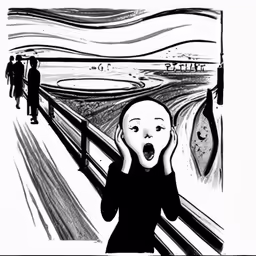 the screami - eyed woman is standing next to the wall