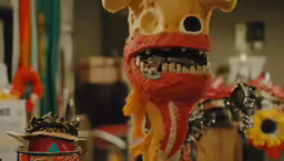 there are decorations that look like animal heads