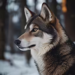 an image of a wolf looking at something
