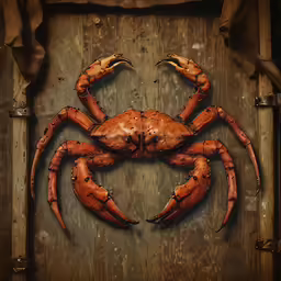 the crab is on a wooden background and is ready to be painted