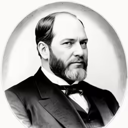 a black and white photo of a man with a beard