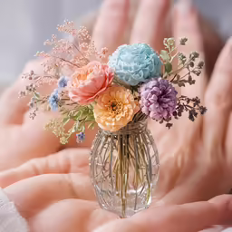 someone holding flowers in their hand for the camera