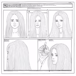 a drawing depicting the stages of a person with long hair