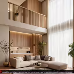 an image of a living room setting with large sectional couches