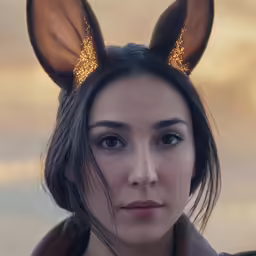 a woman wearing a costume with ears on