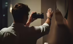 a person taking a picture in a mirror