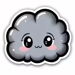 a cartoon cloud with big eyes, which appears to be an unhappy face