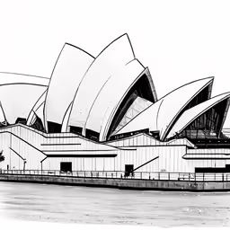 the sydney opera building drawn by pen