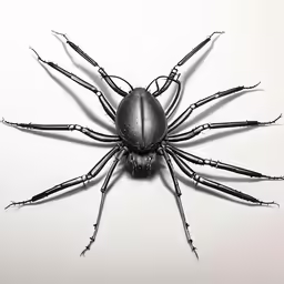 black widow bug crawling in front of white background