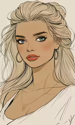 a drawing of a woman with blonde hair