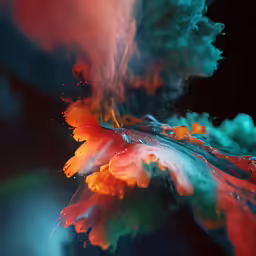 a colorful cloud of water and red white green and blue smoke