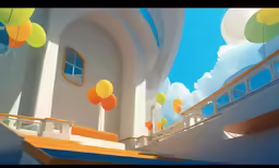 some balloons that are floating in the air