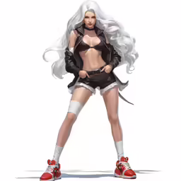 a cartoon picture of a woman in a short skirt