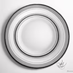 two silver and white striped plates on a wall