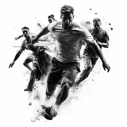 soccer players in motion during an intense soccer game