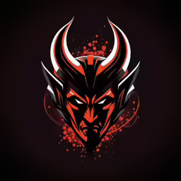 a bull head is seen on a black and red background