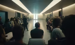 a man is sitting in front of an audience