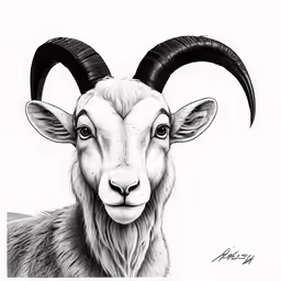 a goat is shown with a very long horn