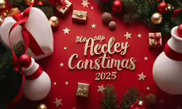 the holiday greeting is surrounded by decorations